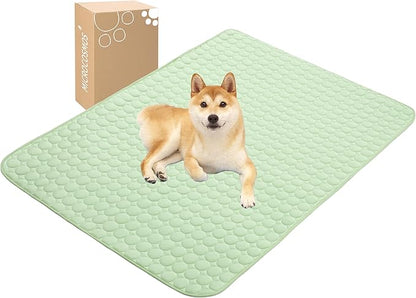 MICROCOSMOS Summer Cooling Mat & Sleeping Pad- Water Absorption Top, Materials Safe, Easy Carry, EZ Clean. Keep Cooling for Pets, Kids and Adults.(Green, 59" x40")