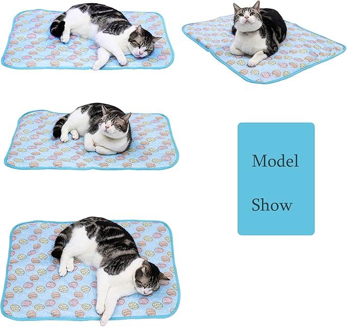 SEIS Dog Ice Pad Ice Silk Cats Kennel Mat Pet Cooling Pad Summer Cool Bamboo Mat Breathable Pad (Blue, S