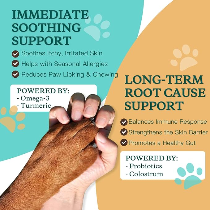 NATURE TARGET Dog Allergy Chews - Dog Allergy Relief, for Skin, Coat, Anti-Itch, Seasonal Allergies, Scratching, Pawlicking, 105 Freeze Dried Chews