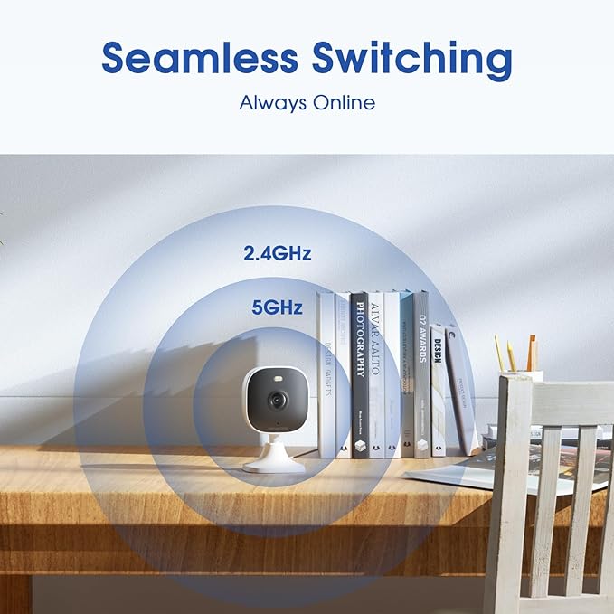 4MP Indoor Cameras for Home Security Outdoor, Home Security Camera System, 2.4g/5g Camera for House/Elder/Dog/Pet/Baby, Plug and Play, Support Card/Cloud (Not Included), Wired, 2PCS