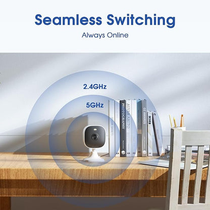 4MP Cameras for Home Security with Audio and Video, Indoor Security Camera for Baby Monitor, 2.4g/5g Outdoor Cameras for House/Pet/Baby, Plug and Play, Support 128G Card Storage (Not Included), Wired