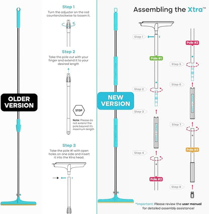 Uproot Cleaner Xtra Pet Hair Removal Tool: Reusable Carpet Rake with Telescopic 60" Handle - As Powerful as Uproot Cleaner Pro Pet Hair Remover, but Made for Carpets, Curtains - Don't Bend Don't Kneel