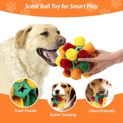 PAWISE Snuffle Ball for Dogs, Sniffle Treat Puzzle Toy, Dog Snuffle Ball Slow Feeder, Enrichment Toy for Mental Stimulation, Machine Washable for Small Dogs (Random Color Streaks) (Small)