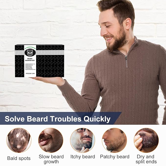 MALE GOD Beard Kit, Beard Growth Kit w/Natural Ingredients Beard Oil & Balm, Men's Care & Grooming Set w/Beard Growth Oil, Comb, Anniversary | Birthday Gifts for Men, Him, Husband, Boyfriend, Dad