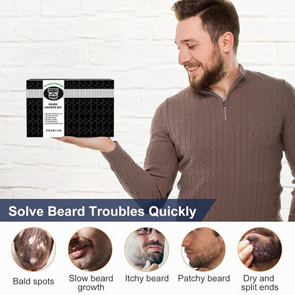MALE GOD Beard Kit, Beard Growth Kit w/Natural Ingredients Beard Oil & Balm, Men's Care & Grooming Set w/Beard Growth Oil, Comb, Anniversary | Birthday Gifts for Men, Him, Husband, Boyfriend, Dad