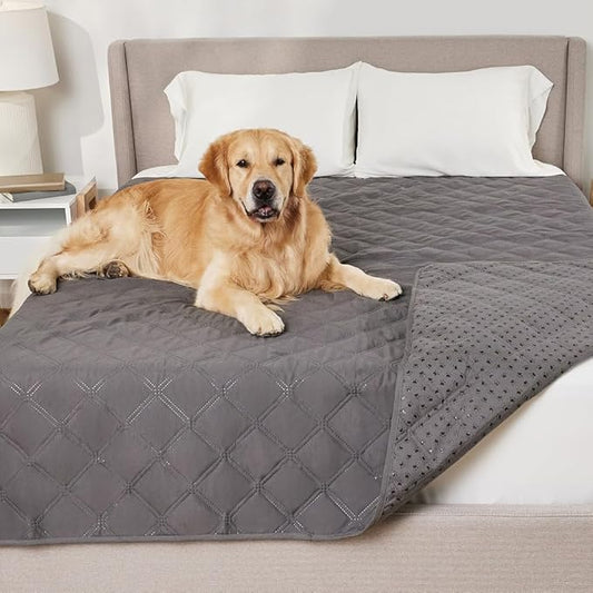 GORILLA GRIP Waterproof Dog Blanket, 82x82, Leakproof Couch Cover for Dogs, Silicone Grip Backing, Protects Sofa, Sectional, Bed, Crate, Car & RV, Tear-Resistant Washable Senior Pet Blanket, Charcoal