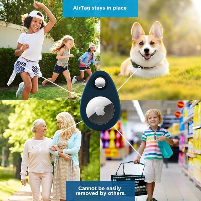 INFINITE ORBIT AirTag Holder for Kids – 2 Pack Anti-Removal Locking Case, GPS Tracker Holder Suitable for Children, Elderly, Pets & Luggage, Hidden Air Tag Pin Case (Compatible with Apple AirTag)