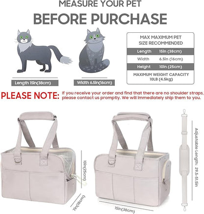 JourCraf Dog Purse Carrier for Small Dogs & Puppies Up 10 Lbs, Soft Cotton Tote Pet Shoulder Bag with Pockets, Foldable & Washable Breathable Puppy Carrier for Yorkie, Chihuahua & Cats - Gray