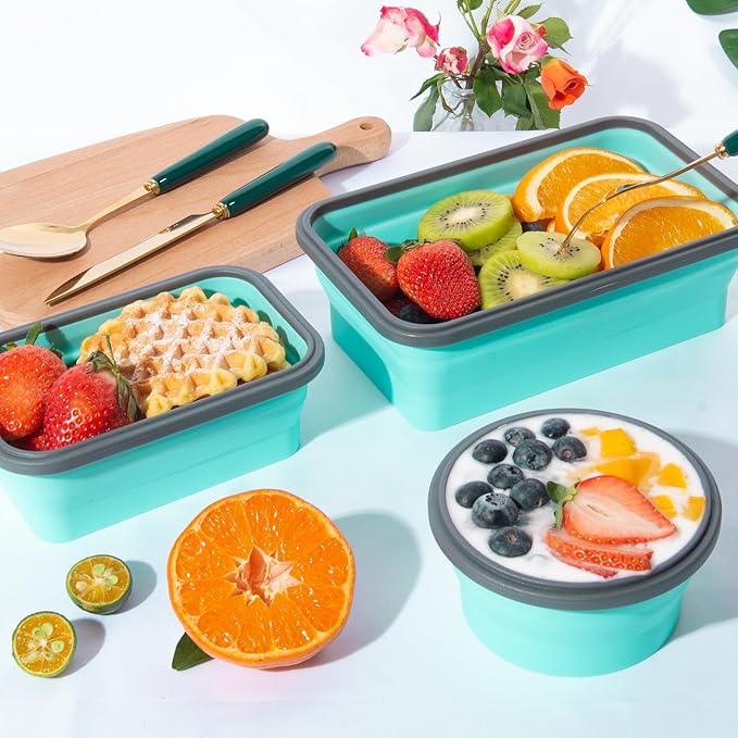 Sudaya 12 Pack Collapsible Food Storage Containers With Lids, Collapsible Storage Containers Sets Silicone Collapsible Bowls For Camping, RV Accessories, Travel Trailer Must