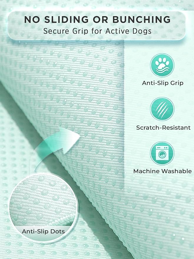 furrybaby Dog Cooling Mat Dog Bed, Extra-Thick Dog Crate Pad, Cat Bed, Washable Non-Toxic PCM Cooling Pad for Dogs Cats, Long Lasting Cooling for Crate Bed Indoor Outdoor Summer, 30x20, Mint