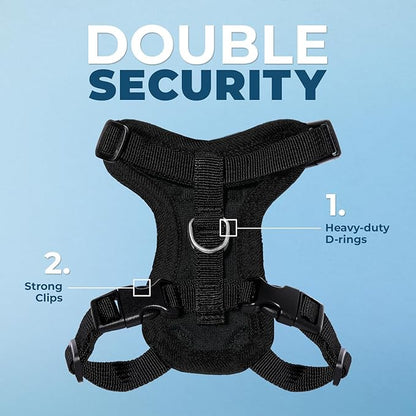 Voyager Escape-Proof Step-in Lock Cat Harness & 5ft Neoprene-Handle Leash Set All-Weather Mesh with Reflective Stitching for Small to Large Cats by Best Pet Supplies, Black, XXXS