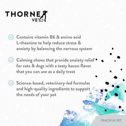 ThorneVet Peaceful Pet Calming Supplement for Dogs & Cats - Powder with Calming Nutrients & Botanicals to Support a Healthy Nervous System - with Amino Acids & Vitamins - 90 Scoops