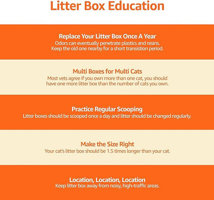 Amazon Basics No-Mess Hooded Enclosed Cat Litter Box with Odor Control and Swinging Door, Standard, 21" x 16" x 15", Multicolor