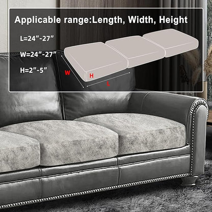 ANARACHON Leather Look Couch Cushion Covers Sofa Seat Slipcovers Sets Couches Furniture Protector for Sectional Armchair Loveseat Pets Kids Stretch Spandex Fabric (3 Cushion Sofa, Griege)
