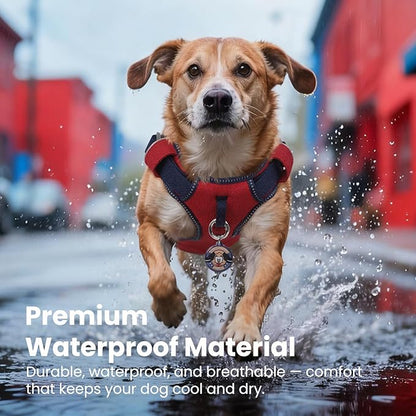 No Pull Dog Harness for Small Dogs & Puppies, Lightweight Escape Proof Adjustable Dog Harness with Pocket, Front & Back Clip, Reflective Soft Vest with ID Tag, for Running Walking, Red