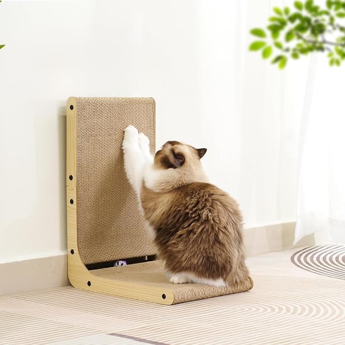 L Shaped Cat Scratcher for Indoor Cats, Cat Scratching, Cat Scratch Pad, 17 Inches Tall Scratching Post with Sturdy Base, Durable Cat Scratch Pad for Kittens & Adults, Furniture Protector