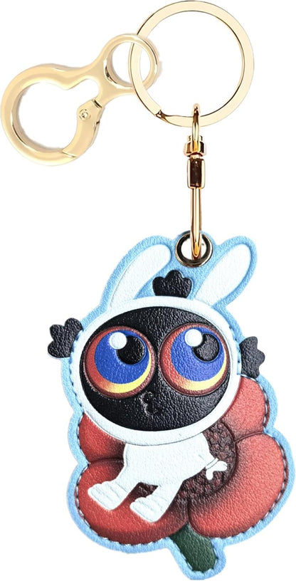 Leather Keychain Holder Case Compatible with AirTag,Cute Protective Cover with Keyring and lanyard,Anti-Scratch Finder GPS Tracker Case for Wallet Keys,bag,pets,Backpack(P)