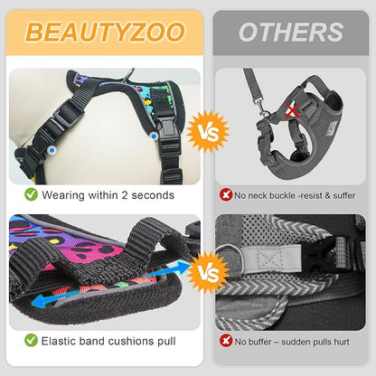 BEAUTYZOO Cat Harness and Leash for Walking, Escape Proof Soft Adjustable Vest Harnesses for Small Cats Kittens, Easy Control Breathable Reflective Strips Jacket, Leopard, S
