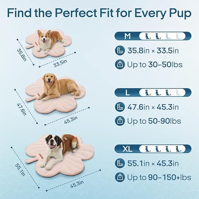 Vagascape Dog Cooling Mat, Washable Pet Cooling Mat, 47" x 45" Thick & Durable Large Cooling Mat for Dogs, Portable Foldable Premium Cooling Pad for Indoor, Outdoor, Travel, Camping, Patio and Beach