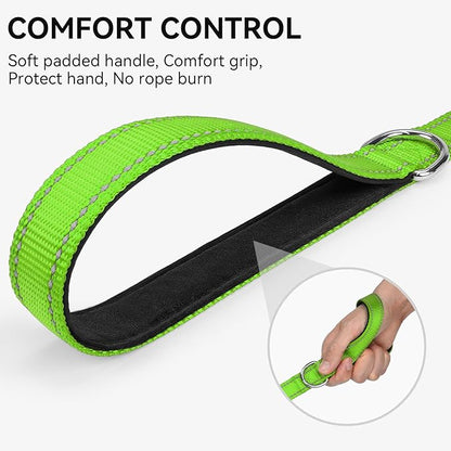 Joytale Dog Leash, 6 FT Double-Sided Reflective, Padded Handle Nylon Heavy Duty Leashes for Medium & Large Dogs Walking, Green