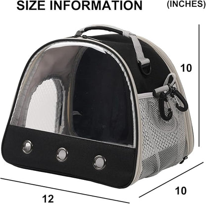 Leopard Gecko Portable Carrier with Leather Harness and Leash Set,Small Animal Travel Cage with Transparent Window,Lizard Carrier for Hamster Rabbit Gerbil Hedgehog Sugar Glider