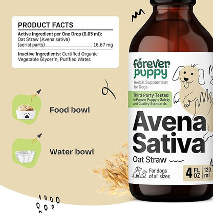 Forever Puppy Avena Sativa Extract for Dogs - Oat Straw Herbal Drops for Calm & Relaxation Support - Pet Composure & Calming Care for Dogs w/Liquid Mood Support Supplement - 4 oz