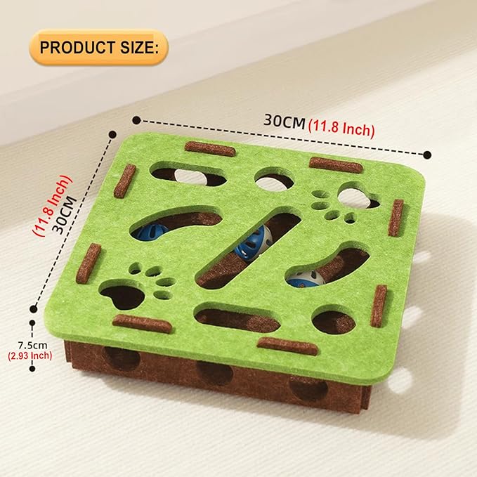 ANIS·KEAAR 1 Pack Interactive Cat Puzzle Maze Toy – Felt Hide & Seek Self-Play Toy for Indoor Cats/Kittens, Encourages Natural Hunting Instincts, Fun Exercise to Cure Boredom & Mental Stimulation
