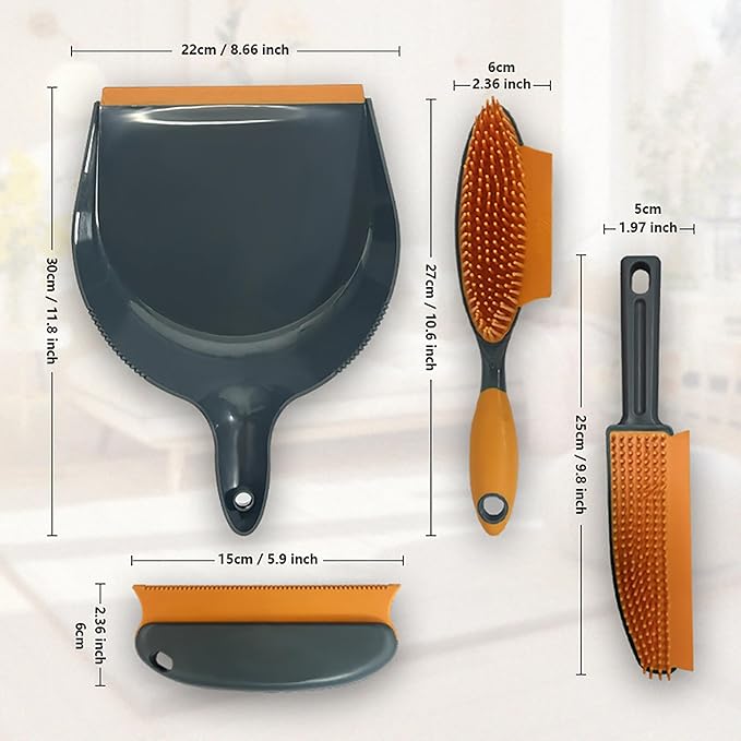 Pet Hair Remover for Dogs Cats - 3-in-1 Grooming Brush with Massage Comb Dustpan - Furniture Carpet Sofa Fur Cleaner for Pet Owners