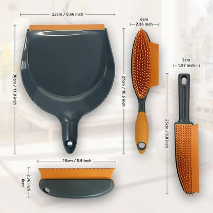 Pet Hair Remover for Dogs Cats - 3-in-1 Grooming Brush with Massage Comb Dustpan - Furniture Carpet Sofa Fur Cleaner for Pet Owners