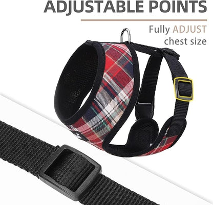 PUPTECK Soft Mesh Dog Harness and Leash Set Pet Puppy Cat Comfort Padded Vest No Pull Harnesses, Red Mixed, S