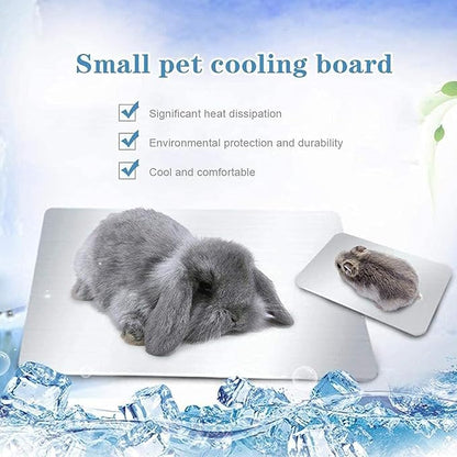 KABASI Rabbit Cooling Pad, Hamster Cool Plate Ice Bed, Pet Cooling Mat for Bunny Puppy Kitten Guinea Pig Cat & Other Small Pets Stay Cool, Bite Resistance Aluminium Alloy Cool Pads, 12x8 in