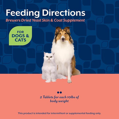 NaturVet Brewers Dried Yeast Formula with Vitamins for Dogs and Cats, Chewable Tablets, Made in The USA with Globally Source Ingredients 1000 Count,