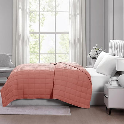 Casa Platino Bed Blanket Twin Size - Pre-Washed Quilted - Soft & Lightweight - All Season - Premium Microfiber Down Alternative Blankets - Rose Dawn