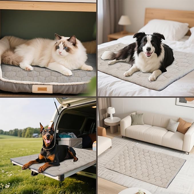 Dog Cooling Mat, Breathable Cooling Mat for Dog Pet Blanket, Washable Cooling Pad for Dogs & Cats, Summer Relief Greige Neutral Decor Mat for Crate, Floor and Car, Taupe, Size B (48"L x 28"W)