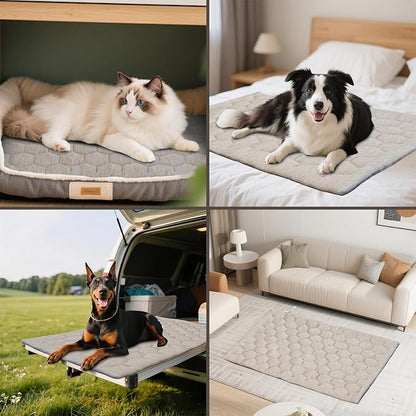 Dog Cooling Mat, Breathable Cooling Mat for Dog Pet Blanket, Washable Cooling Pad for Dogs & Cats, Summer Relief Greige Neutral Decor Mat for Crate, Floor and Car, Taupe, Size A (35"L x 22"W)