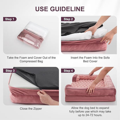 FURTIME Orthopedic Dog Beds for Large Dogs, Washable Dog Couch with Ultra Comfy Supportive Foam, High-Density Egg Crate Foam with Removable Cover, Pet Sofa Bed Waterproof, Nonskid Bottom
