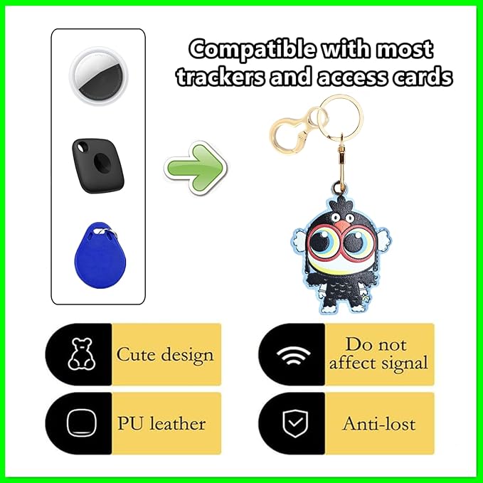 Leather Keychain Holder Case Compatible with AirTag,Cute Protective Cover with Keyring and lanyard,Anti-Scratch Finder GPS Tracker Case for Wallet Keys,bag,pets,Backpack(M)