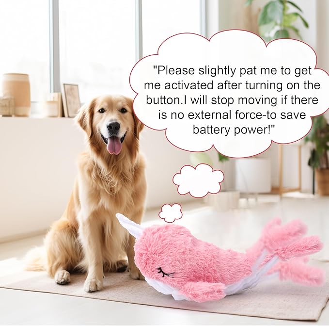 Mity rain 2 in 1 Interactive Dog Toys, Fish Dog Toy to Keep Them Busy, Plush Squeaky Dog Toy, Rechargeable Wiggly Pink Pet Toys for Small Medium Large Dogs, Moving Dog Toy for Indoor&Outdoor
