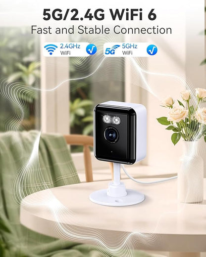 Gianteye 2K Indoor Security Camera (2-Pack), Dual-Band 2.4/5GHz WiFi Pet & Baby Monitor, AI Event Detection with Smart Search, Color Night Vision, 2-Way Audio, Human Detection, US App
