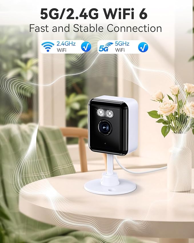 2.4/5GHz Home Cameras Indoor, 2K Security Camera Indoor for Dog/Pet/Nanny/Baby with US Phone App, AI Text Recognition, Smart Search, Color Night Vision,2 Way Talk Mini Cam,Human Detection,4 Packs