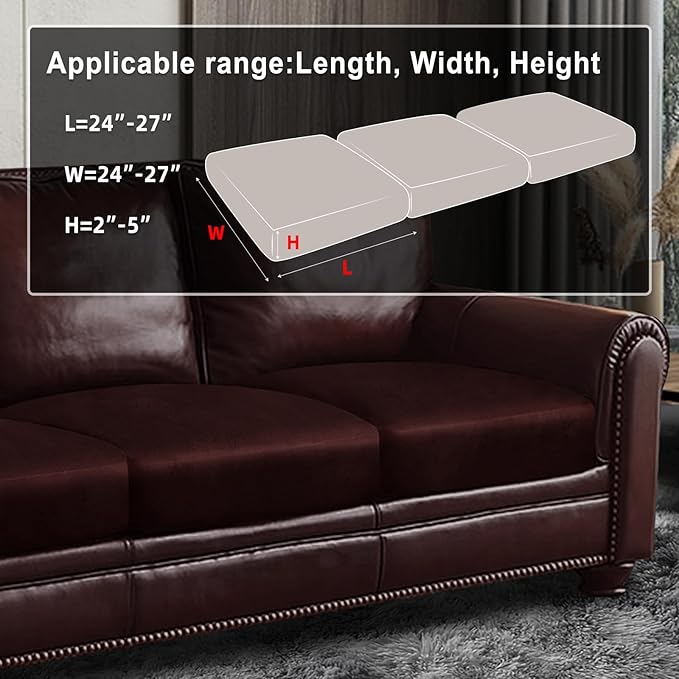 ANARACHON Leather Look Couch Cushion Covers Sofa Seat Slipcovers Sets Couches Furniture Protector for Sectional Armchair Loveseat Pets Kids Stretch Spandex Fabric (3 Cushion Sofa, Burgundy)
