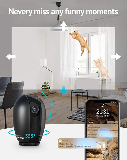 LaView Security Cameras 2k with Color Night Vision, 4MP Cameras for Home Security with Motion Detection, Two-Way Audio, Indoor WiFi Camera for Baby/Pet, Alexa, USA Cloud Service,Black