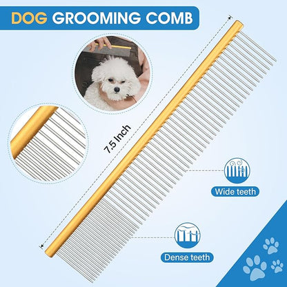 JASON Dog Grooming Scissors Set, Professional 6 in 1 Dog Scissors Sharp Shears Set - 7" Thinning, Chunker, Straight, Curved Shears and Comb for Dog Cat Pet, Rosegold Christmas Gift
