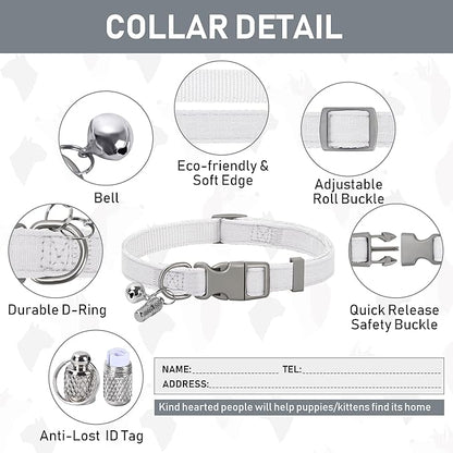 GAMUDA Small Pet Harness Collar and Leash Set, Step in No Chock No Pull Linen Fabric Soft Mesh Dog Vest Harnesses Reflective for Dogs Puppy Cats Kitten Rabbit (White, XXS)