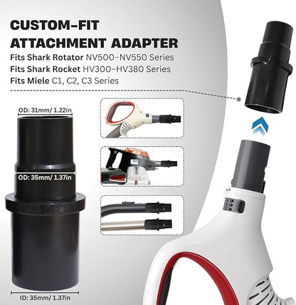 Dog Brush Vacuum Attachment for Miele Classic C1 C2 C3, Shark NV350 NV500 NV501 HV300 HV371 HV372 & Small Shop Vacs (1-1/4'' Vacuum Hose) - Pet Grooming/Removal Attachment for Dogs Cats