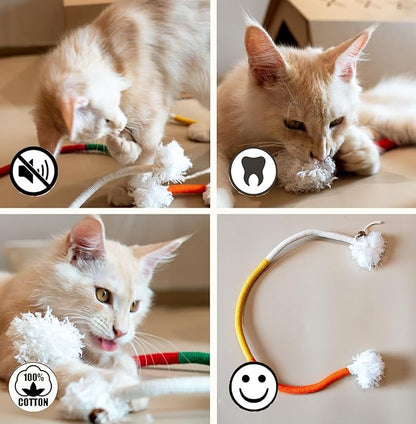 Bent Cat Rope Toy, Pet Chew Toys, Interactive Tease Toys for Cats and Kittens, Bite-Proof Playthings, Cotton Rope Kitten Toys Dental Care Stress Relief Pet Supplies (Extra Large 3 Pack)
