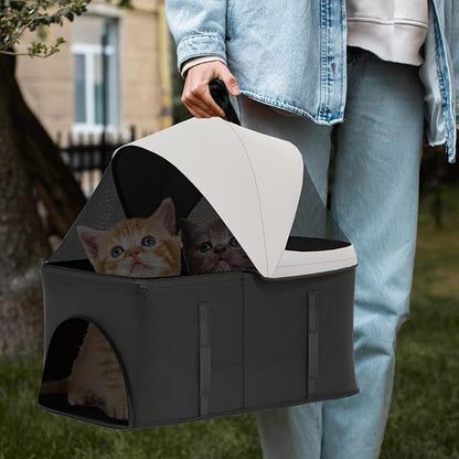Magshion Foldable Pet Stroller, 3-in-1 Dog Travel Jogger with Detachable Carrier, Cup Holder, Storage Basket, Folding Carrier for Small/Medium Dogs & Cats Up to 33 lbs, Black