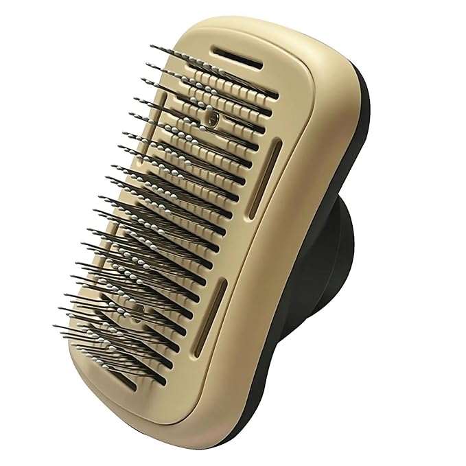 Pet hair blowing comb-Skin Friendly Grooming Tool for Dogs, Cats, and Puppies, Deshedding and Hair Removal for Long and Short Haired Pets (Beige+Dark Grey)