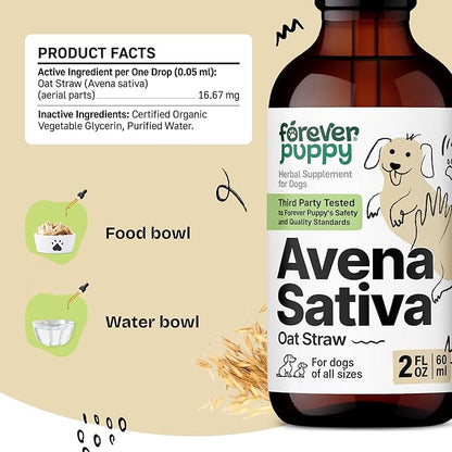 Forever Puppy Dog Calming Drops - Natural Stress & Separation Support - Avena Sativa Oat Extract for Barking, Fireworks & Travel - Brain & Nervous System Wellness - 2 fl oz