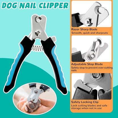 Dog Grooming Kit, Dog Grooming Supplies, Dog Grooming Hammock, Dog Grooming Harness, Dog Nail Clippers, Dog Nail Grinder, Hooks, Dog Hammock Kit for Nail Trimming/Hair Trimming(Coffee, M)